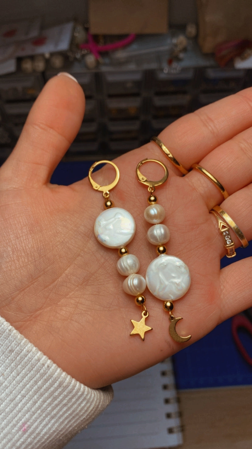 Pendientes luna y estrellas