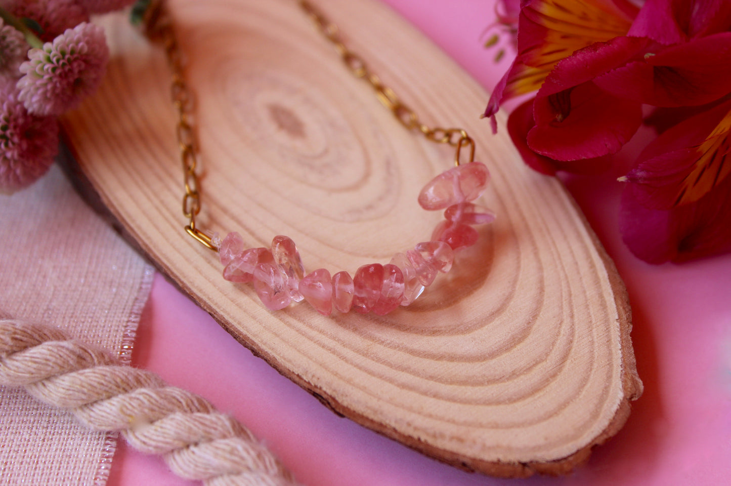 Gargantilla piedras rosas
