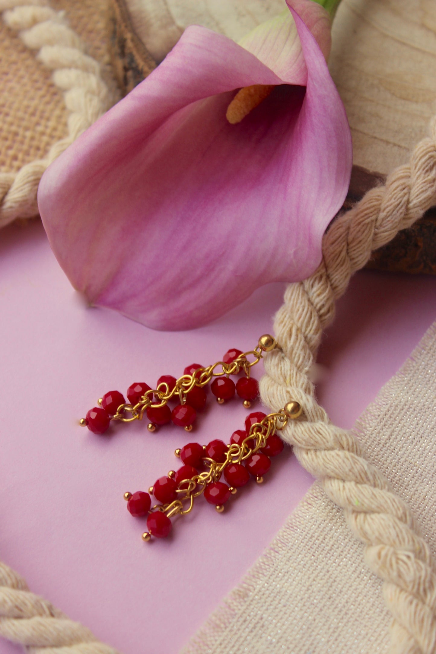 Pendientes Casiopea rojos