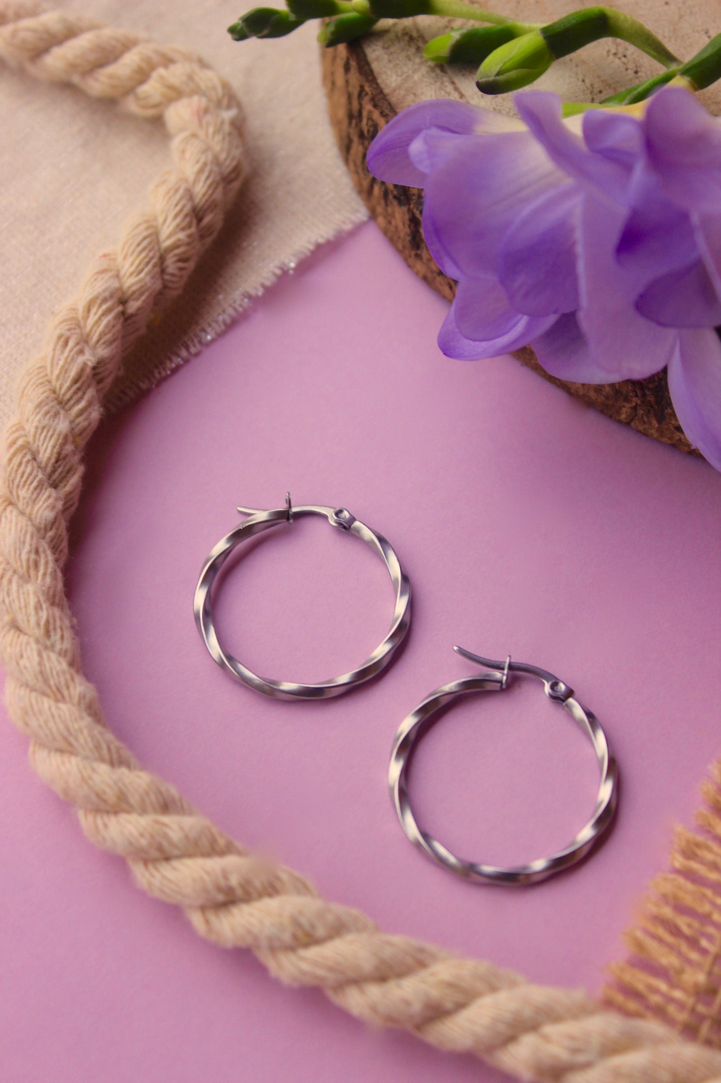 Pendientes aros efecto rizo medianos