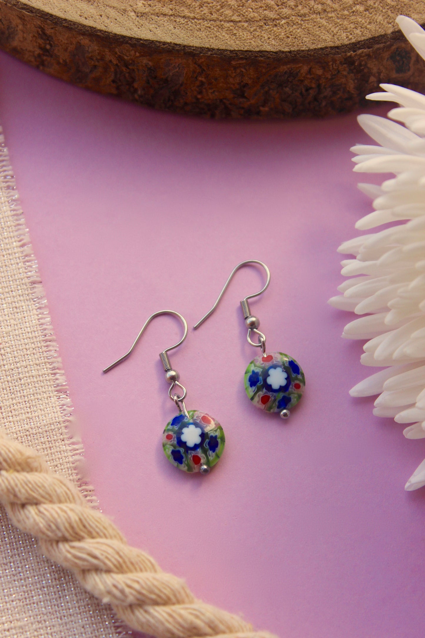 Pendientes mosaico plateado
