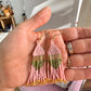 Pendientes miyuki rosas y verdes