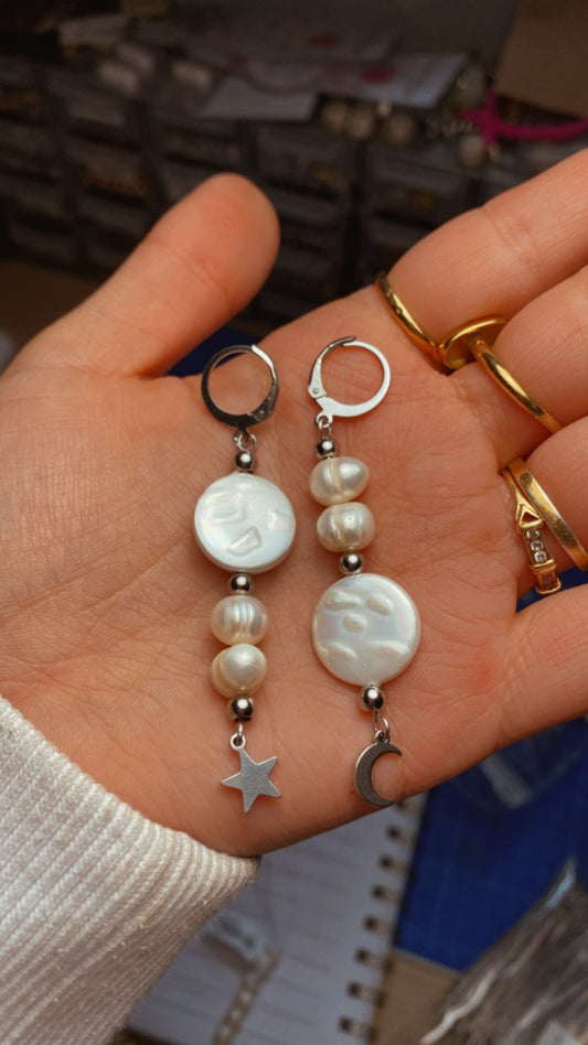 Pendientes luna y estrellas