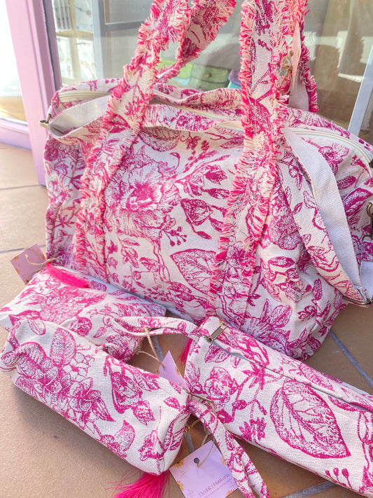 Bolsa conjunto de viaje rosa