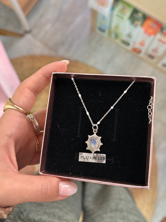 Collar Plata de Ley 925 piedra luna blanca