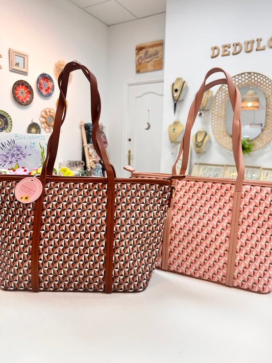 Bolso de cuero estampado pico de gallo