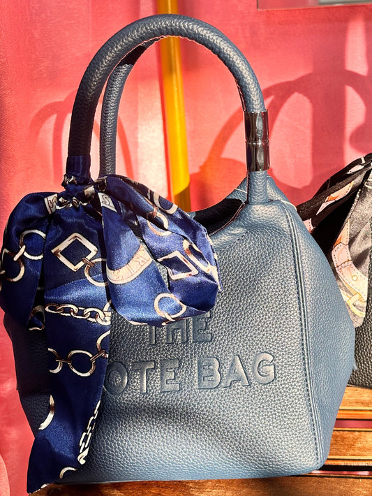 Bolso The Tote Bag azul marino cuero