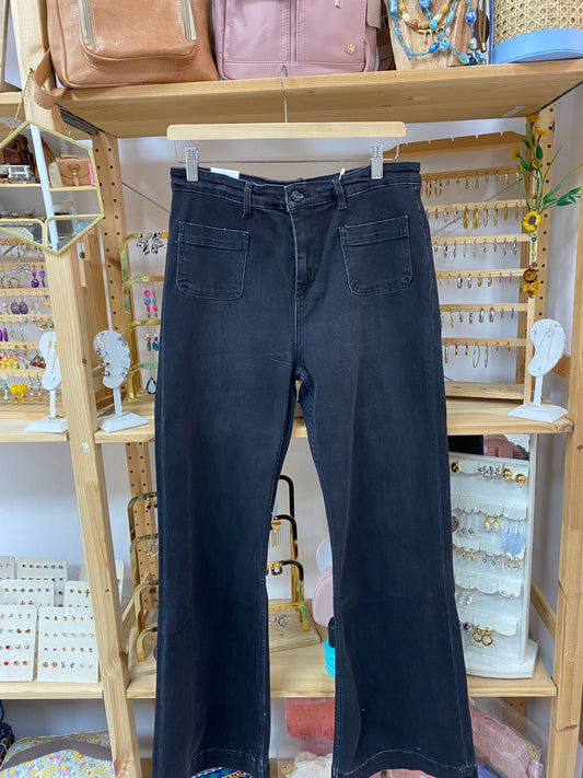 Vaqueros largos wide leg negros