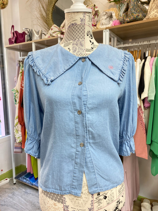 Blusa efecto vaquero solapas y botones