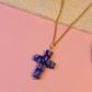 Colgante Cruz cristal azul