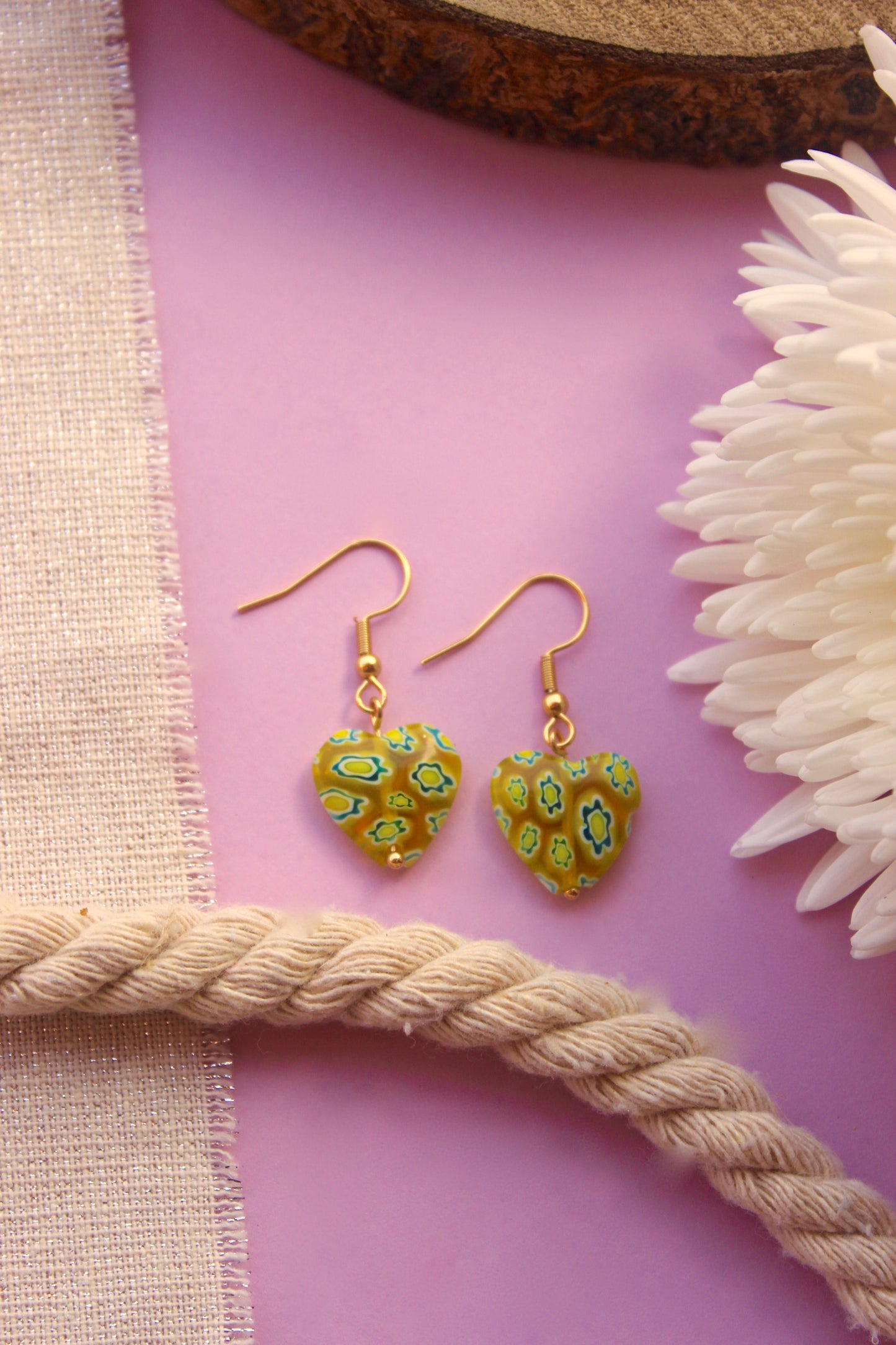 Pendientes Yellow hearts dorados