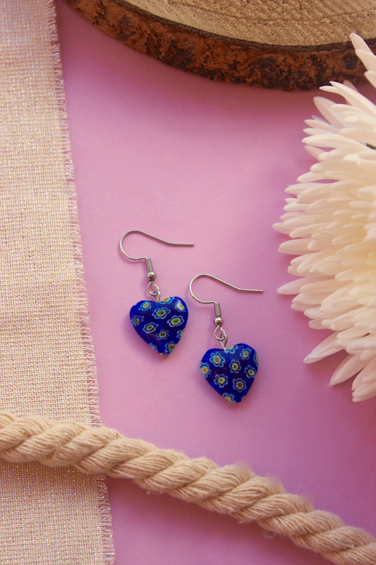 Pendientes blue hearts plateados